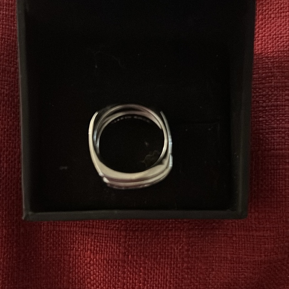 Sterling Silver Square Shaped Double Ring. Amethy… - image 2